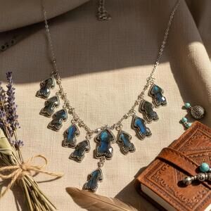 12 Arrows Genuine Labradorite Charm Necklace | Sterling Silver .925 | MSRP $749